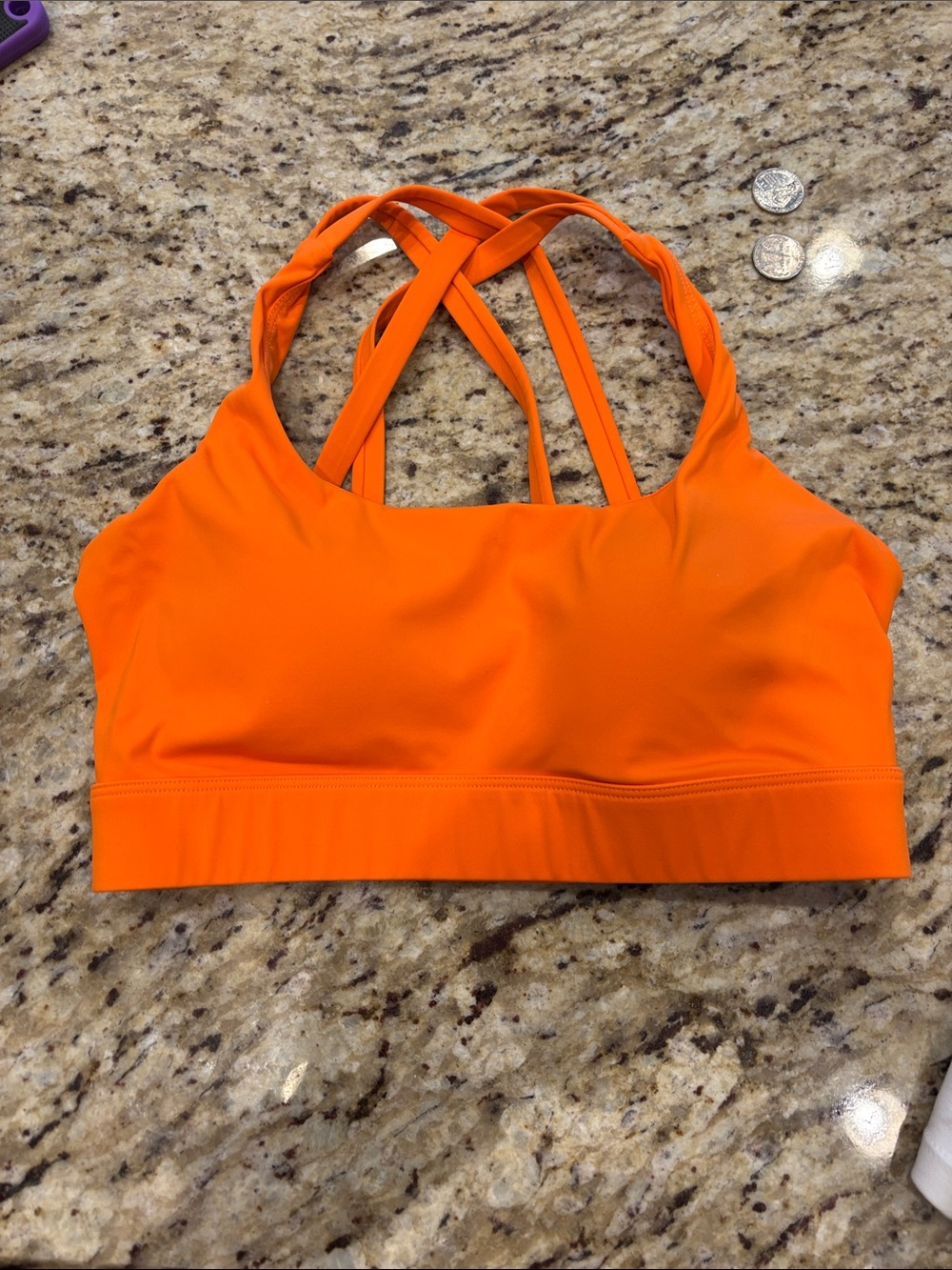 Women's Orange Strappy Sports Bra - Comfortable Support